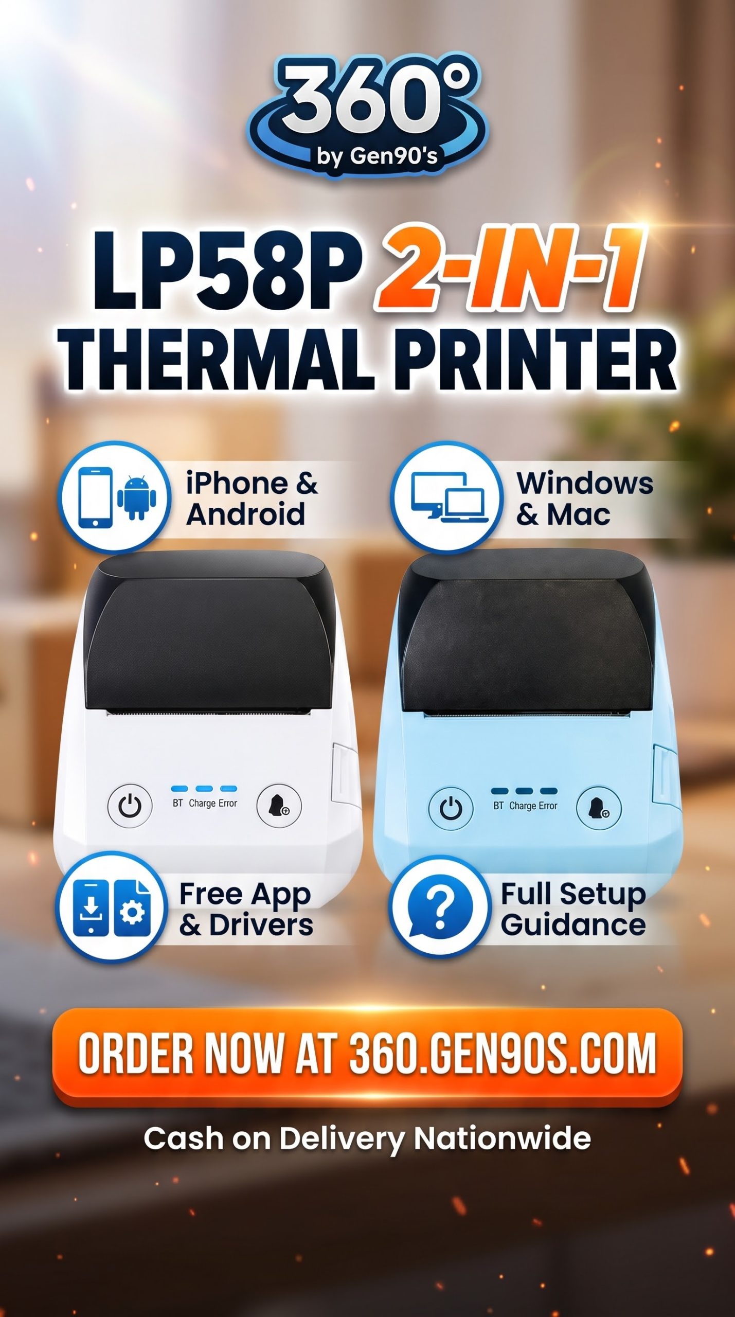 LP58P 2-in-1 Direct Thermal Label &amp; Receipt Printer (12–58mm) — photo 3